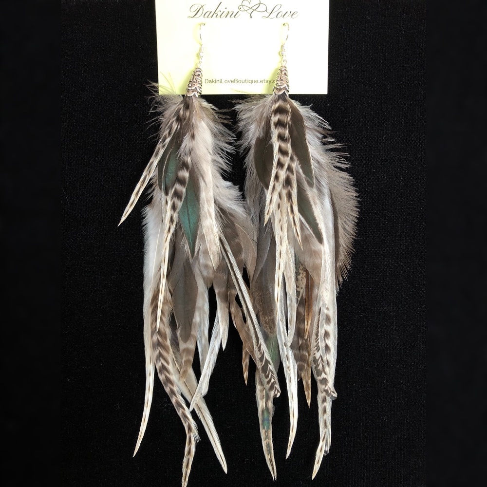 (SOLD) Real Feather Earrings ~ Boho Earrings - Picture 6 of 6